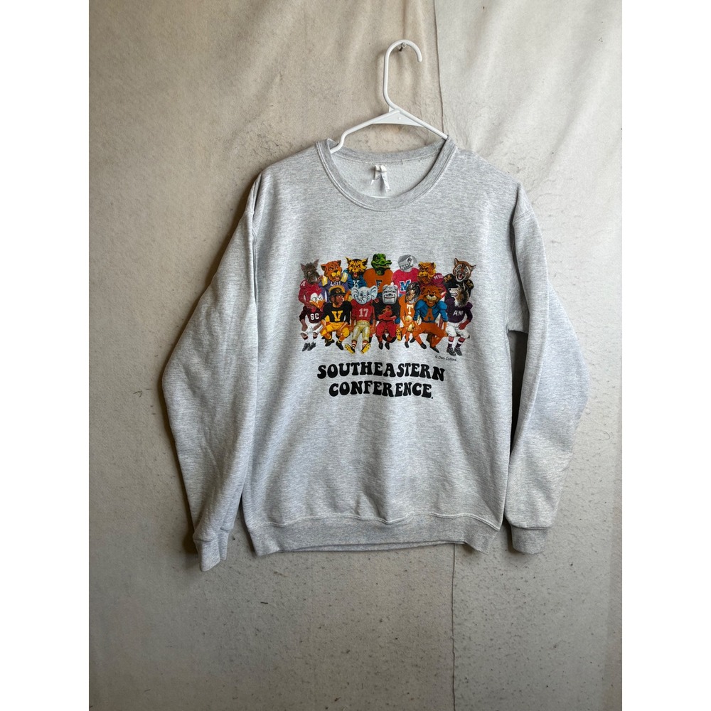 Vintage SEC Mascots Sweatshirt Heather Gray Crewneck Men Medium 9079